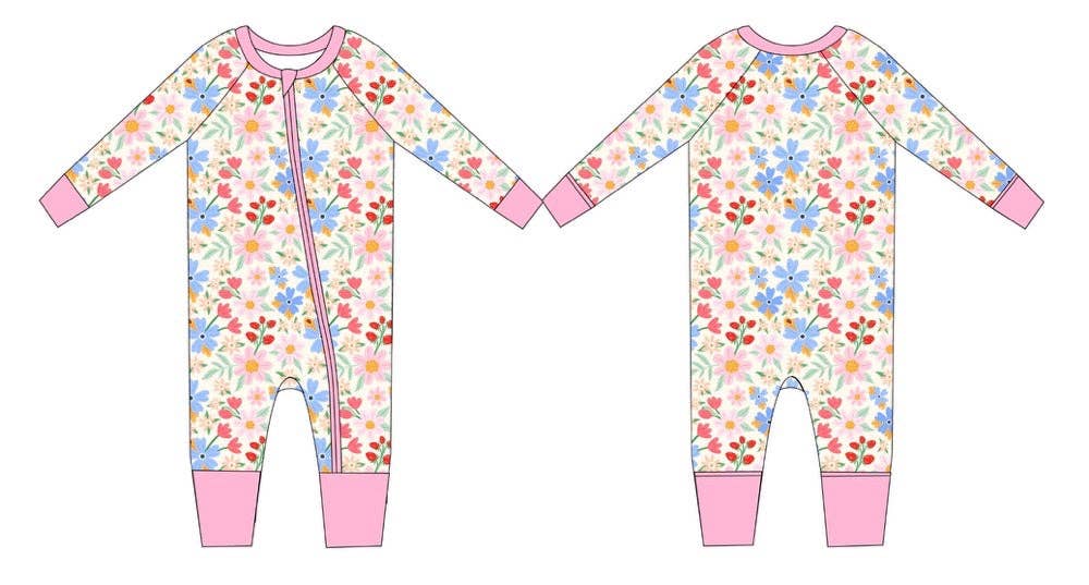 Ladybug Floral Bamboo Zippy Pajamas