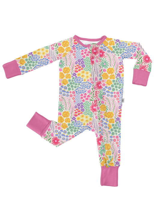 Flower Fields - Convertible Zip Pajamas w/ Ruffles
