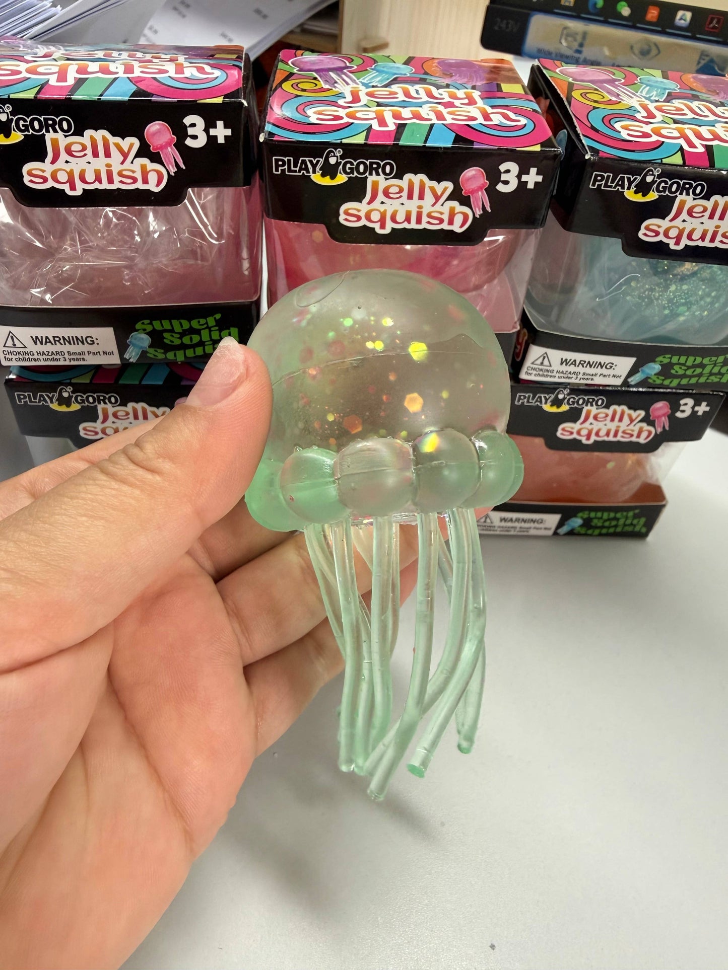 Sequin Glitter jellyfish squishy sensory toy-no brand