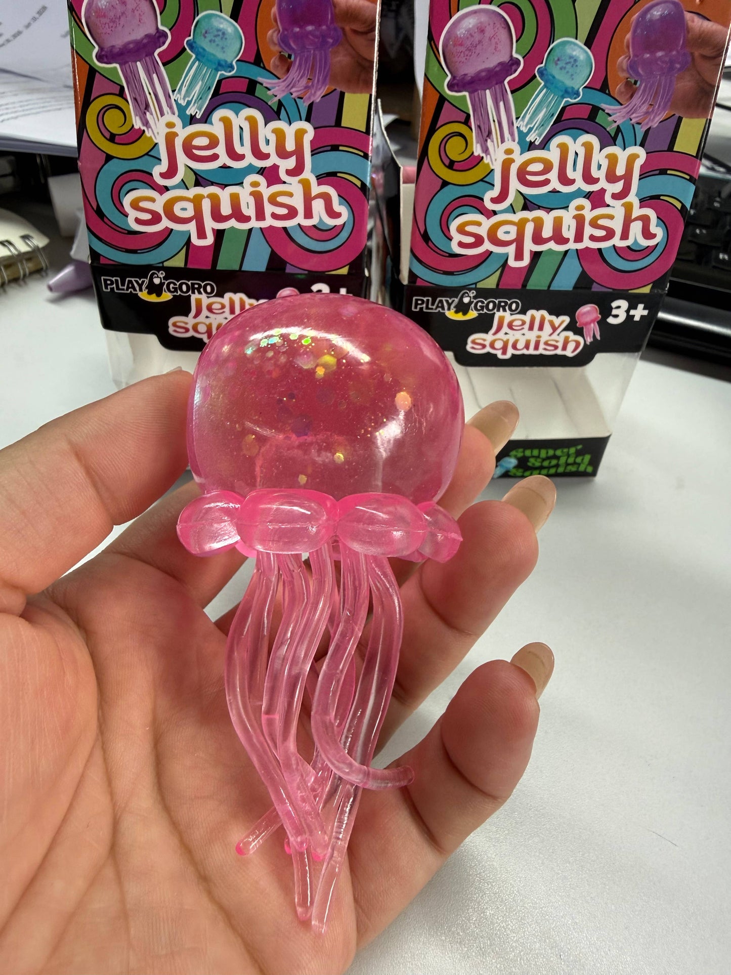 Sequin Glitter jellyfish squishy sensory toy-no brand