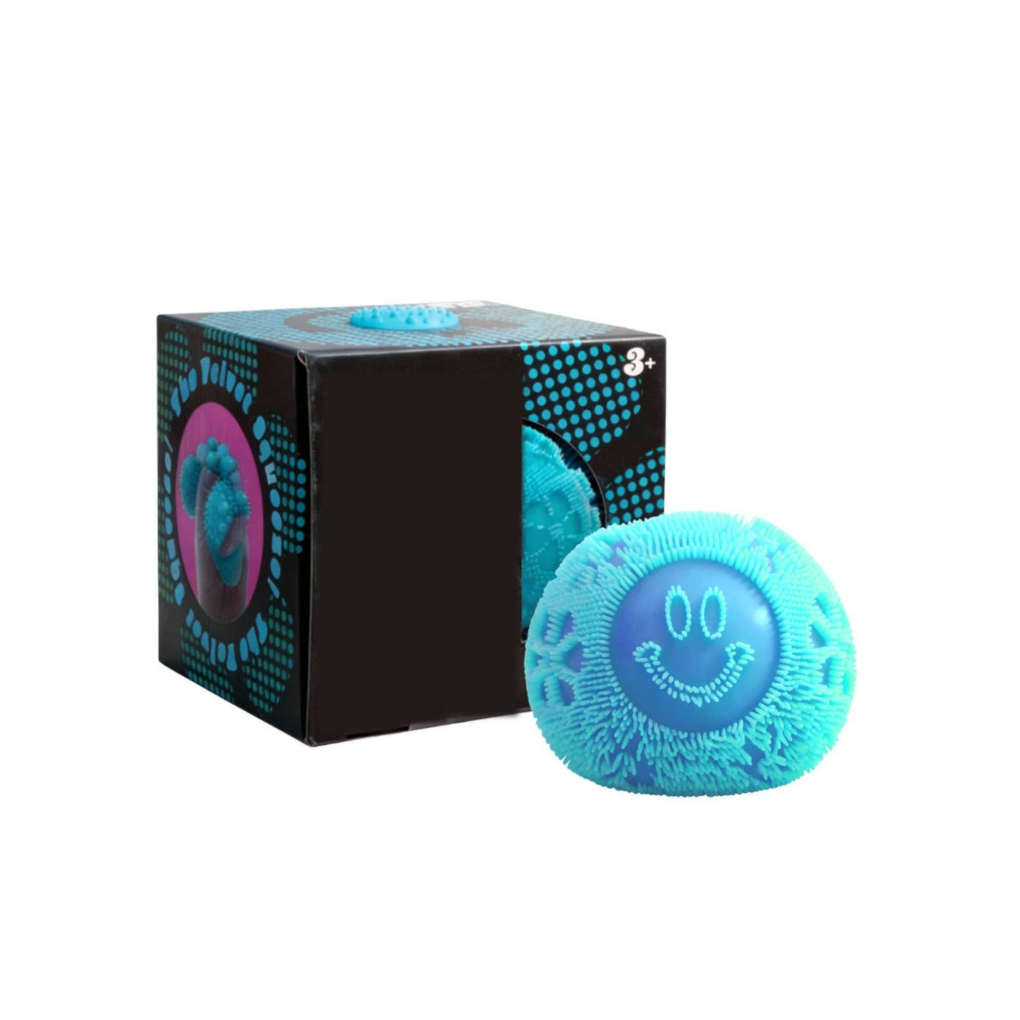 Smiley fuzz ball flower power stress ball squishy toy